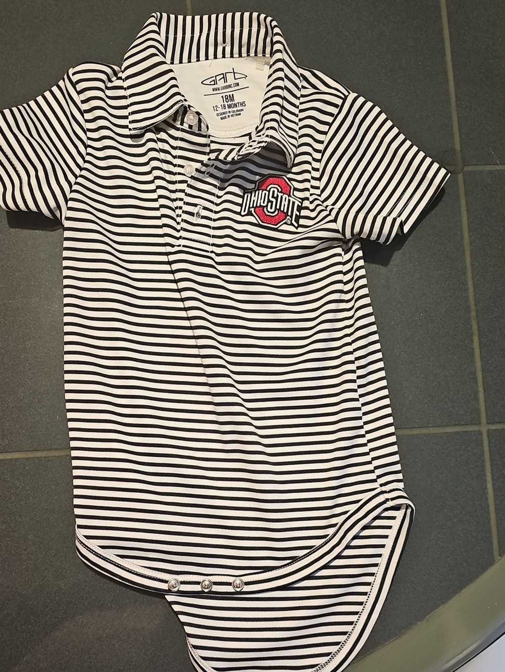 Ohio State Striped Polo Bodysuit - Black & White